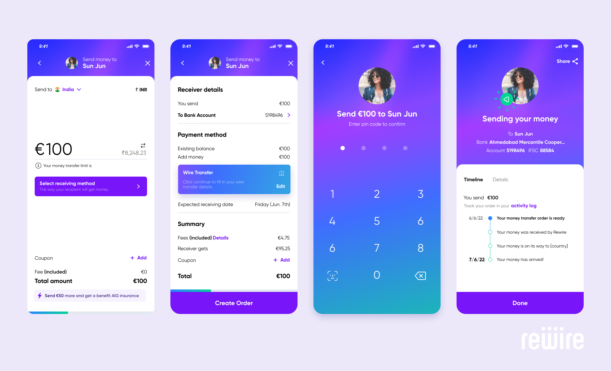 Example of Send money internationally