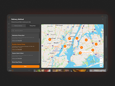 Delivery Method Popup Dark app cooking dark delivery figma food web webapp