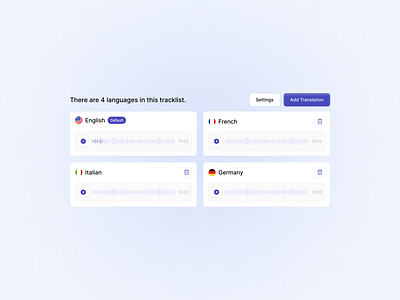 Manova - Translation Feature affirmation audio clean dashboard design language minimalist popular positivity product design sounds tracklist translate translation trend ui ux web web app website