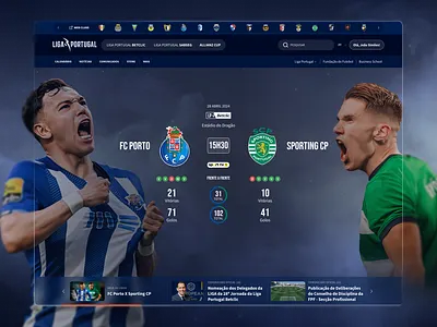 Liga Portugal Website football product design ui ux