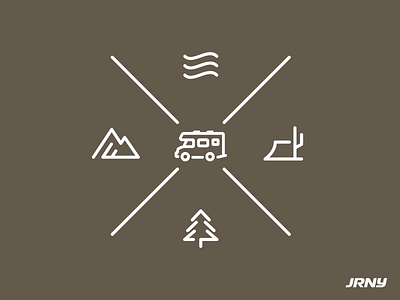 JRNY RV design elements brand cross illustration nature outdoors rv vector