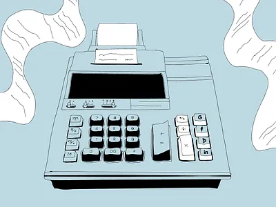 Save money blue calculator illustration money retro saas save