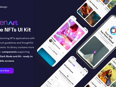 Open Art Free UI KIT app branding design figma logo mobile nft typography ui ux xd