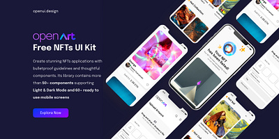 Open Art Free UI KIT app branding design figma logo mobile nft typography ui ux xd