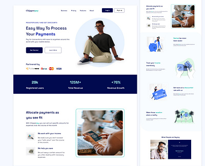 "Chipperpay" a concept fintech landing page. adobexd design illustration minimal ui ux