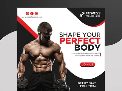 Fitness Social Media Post a4 brochure a4 flyer branding brochure brochure design business design fitness illustration logo media post social ui