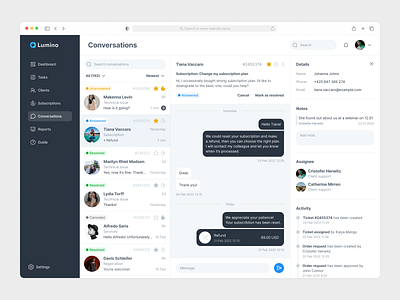 Customer support | UI concept app design application ui c concept conversations crm customer support daily 100 challenge daily ui dashboard figma saas tech support ui ui design web