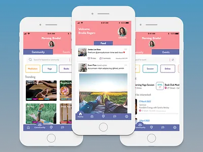 App for yoga practitioners app design events figma homepage meditation mobile ui ux yoga