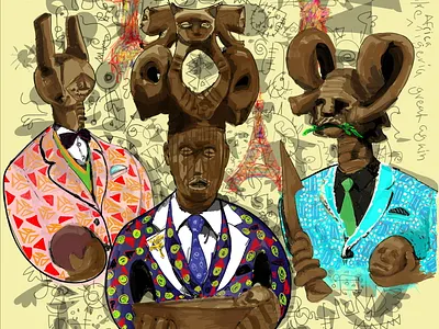 African foreigners (Foreign gods) graphic design illustration