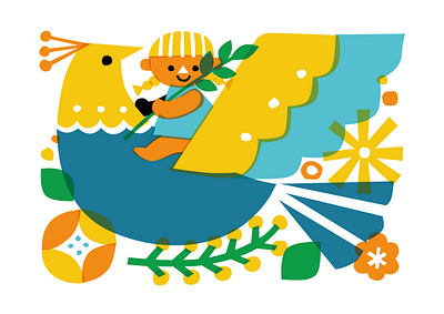 Bird and Girl animals girl illustration