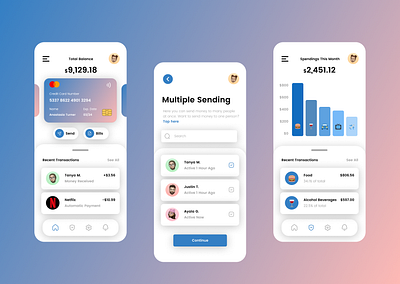 Banking App UI Design app design mobile mobile ui typography ui ux