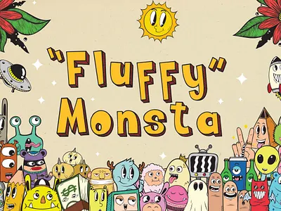 Fluffy Monsta - Cute Doodle Font branding creature design display font illustration letter