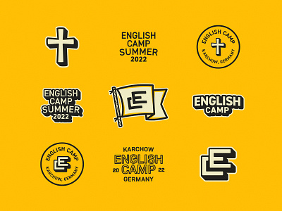 English Camp 2022 brand branding camp church ec english english camp german germany illustration logo monogram retreat teens vector