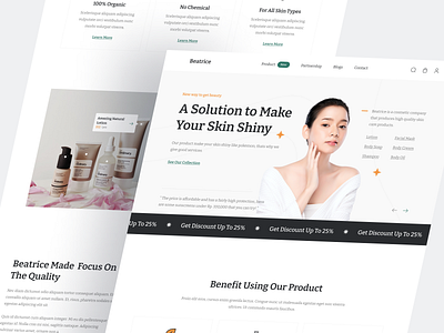 Beatrice - Skin Care Product Landingpage beauty beauty website design health healthy landingpage make up marketplace product skin care skin care landingpage web web design website