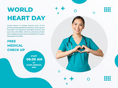 HEART DAY BANNER TEMPLATE DESIGN advertising design banner branding design flyer garagephic studio graphic design gs template heart day banner heart day template illustration layout logo medical flyer typography vector