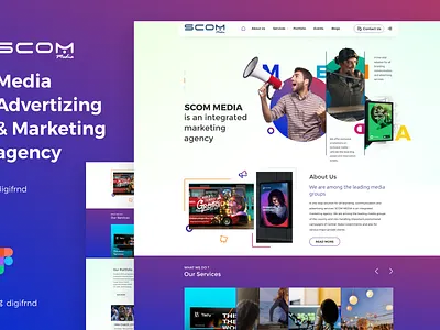 Media & Marketing Company Website Design Landing Page branding design homepage illustration interaction landing logo page ui website