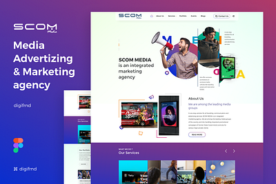 Media & Marketing Company Website Design Landing Page branding design homepage illustration interaction landing logo page ui website