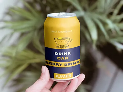 Drink Can Mockup For Sunrise Cafe Logo