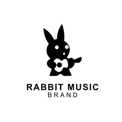 RABBIT MUSIC brand style branding business logo company logo creative logo design graphic design guiter logo illustration logo minimal musice logo rabbit icon rabbit logo rabbit music logo unique logo vector