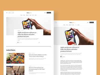 Barupost - News Web Landing Page bootcamp course daily challange dailyui figma landing page news portal news typography ui ui design user interface ux design visual design web design website