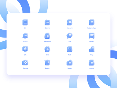 Blue froster glass transparent and flattened financial icon desi icon logo 图标