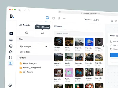 Luma- Assets Panel editor folder gallery grid grid ui image gallery images menu panel tool videos