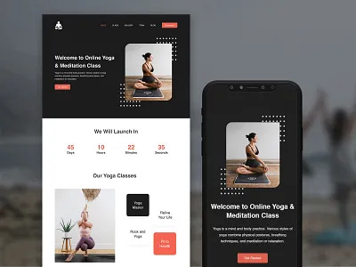 Yoga Course Website Design - Responsive & Trendy course web design course website dark design yoga yoga course yoga web design yoga website