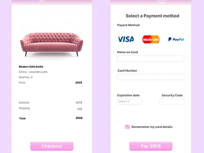 Card Checkout app design illustration ui ux