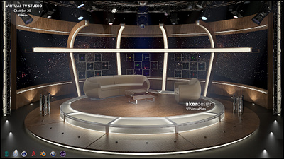 Virtual TV Studio Chat Set 20 3d abstract animation branding broadcast design graphic design illustration light stage studio television tv