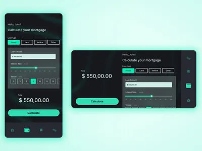 Mortgage Calculator 0n Mobile black calculator dailyui mortgage mortgageapp neon