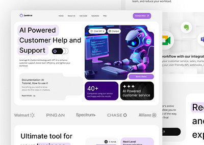 Ai Customer Support Landing Page ai tool figma ui ux website