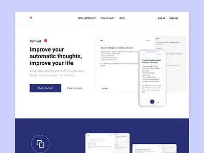 Remind app branding design landing page minimal minimalism mobile app