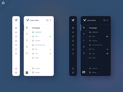 Voker Studio Dashboard Left Panel design digital drawing flatdesign illustration inspiration i̇llustration logo ui vector