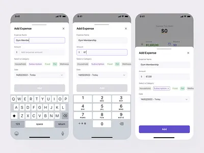 Add New Expense expense mobile app ui ui design