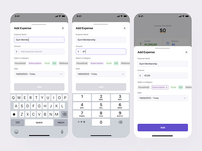 Add New Expense expense mobile app ui ui design