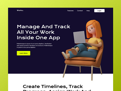 Worku. - Landing Page UI branding design landing page ui ui design web design website ui