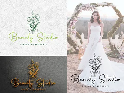 Botanical Floral element Hand Drawn Logo with Wild Flower beauty beauty logo botanical botanical logo botanical studio branding business design feminine hand drawn icon leaf logo nature photography logo plant sign template vector