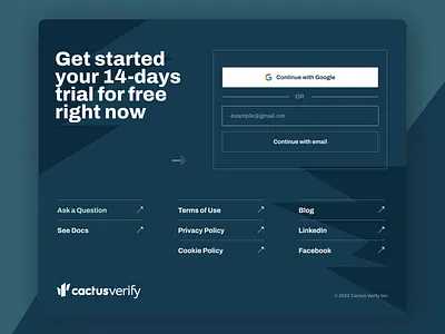 Cactus Verify (Sign In, Sign Up, Footer) design landing ui ux webdesign webflow