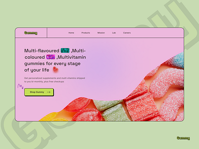 Gummy website hero branding design neubrutalism ui uiux web design