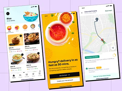 Grubhub | Food Delivery in 30 Mins animation branding brutalist delivery design food illustration logo typography ui uiux ux vector