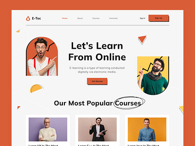 E-Learning Landing Page Design design e learning education homepage leaning learning platform minimal online learning study studying teaching tutor ui uiux web design website