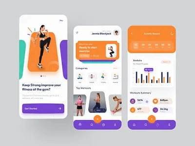 Fitness - Workout App UI activity app clean exercise fitness fitness app gym interface minimal mobile mobile app mobile design stats ui ux workout workout app yoga