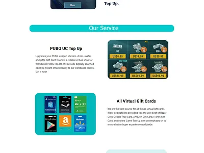 A Landing page for Gift Card shop