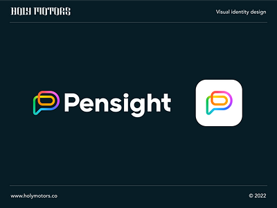 Pensight brand branding colorful consultation gradient graphic design grid logo logotype meeting online consult p letter p logo p mark speech speech bubble stroke technology typography