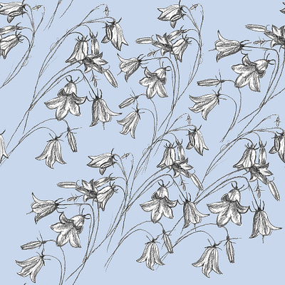 Surface pattern design Bellflowers 3d background bellflowers branding design hand drawn illustration pattern pattern design print design textile pattern