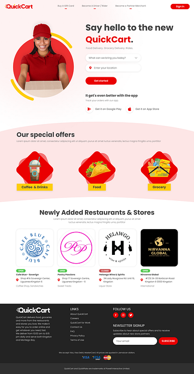 QuickCart - Landing page delivery design figma food landing page ui web design