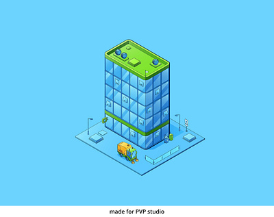 Isometric office building 2d art creative design drawing illustration isometric vector