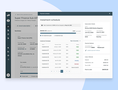Payment schedule application clean design digital instalments payments product schedule simple table ui web app