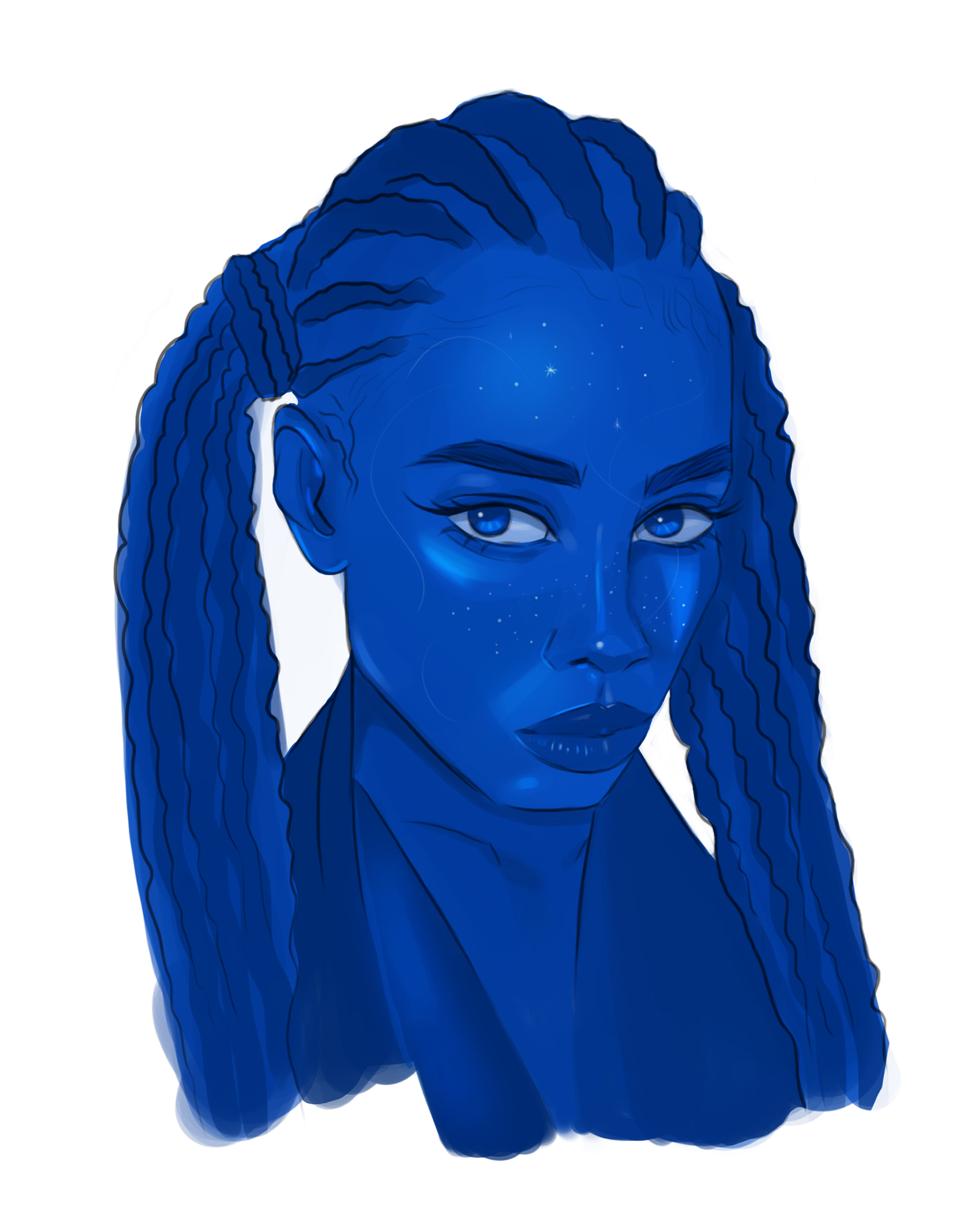 Almost Blue. character character design color values drawing face anatomy study face drawing illustration illustrator shetching sketch values study