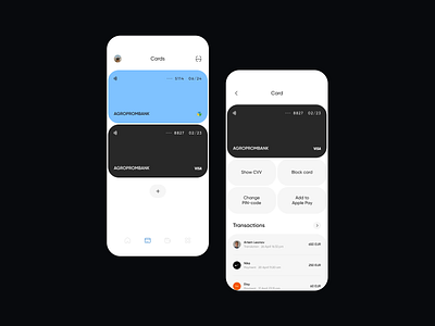 Agroprombank - Mobile App animation app bank black cards mobile mobileapp mobilebank ui